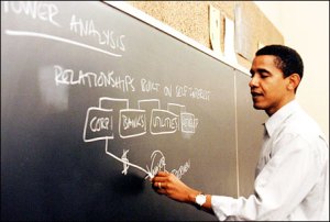 ObamaProfessor Professor Obama at the chalk board